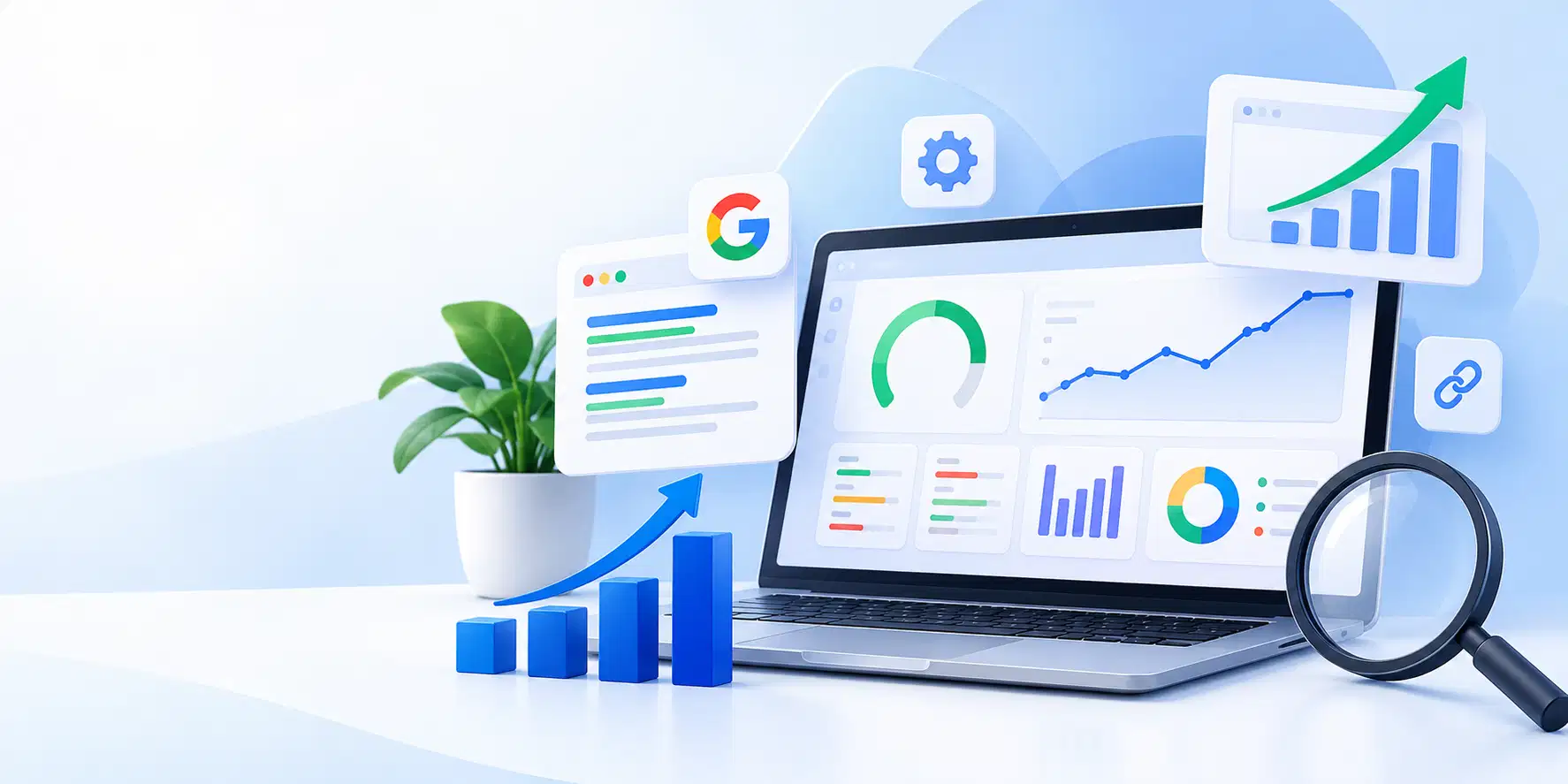 Illustration de la rédaction web SEO : analyse des mots-clés, des intentions de recherche et de la structure d’un contenu