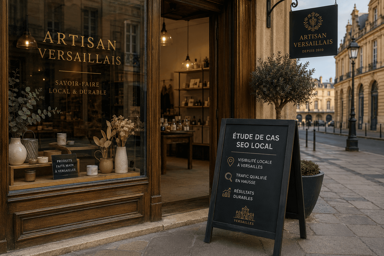 Artisan versaillais gagnant en visibilité locale grâce à un consultant SEO à Versailles